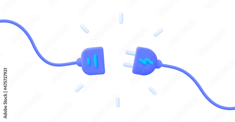 Connect disconnect in 3d style. 3d vector illustration. Futuristic digital network concept. Internet network. Line art. Vector illustration design Connect disconnect in 3d style. 3d vector illustration. Futuristic digital network concept. Internet network. Line art. Vector illustration design