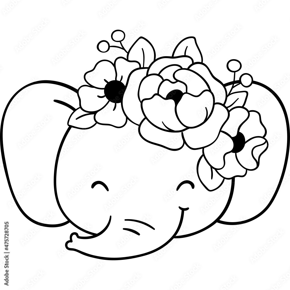 Doodle elephant flower