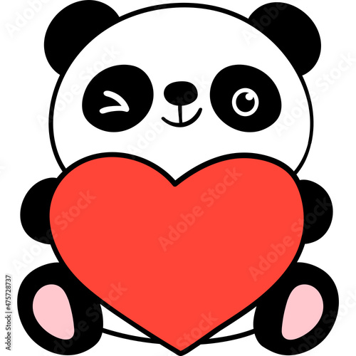 Fototapeta Naklejka Na Ścianę i Meble -  Baby panda with heart Valentine concept