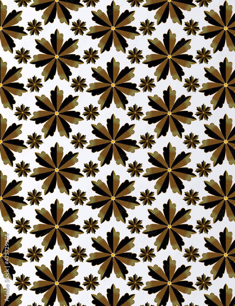 Geometric flowers pattern on solid white color background Geometric flowers pattern on solid white color background