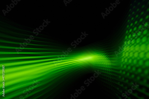 Green blurred light lines. Green abstraction.