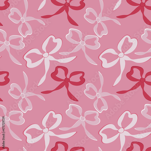 A seamless pattern on a square background is a ribbon bow