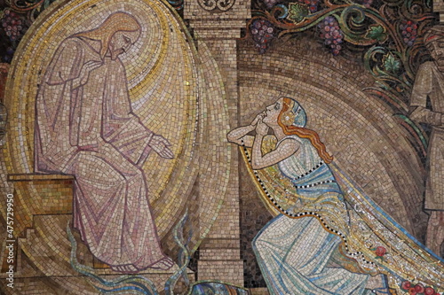 Photographie Art Deco Mosaic Detail at the Entrance of the Petrus en Pauluskerk Church in Ams