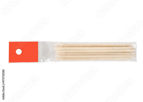 Orange sticks pack isolated on white background