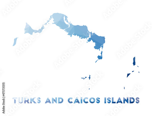 Low poly map of Turks and Caicos Islands. Geometric illustration of the island. Turks and Caicos Islands polygonal map. Technology, internet, network concept. Vector illustration. photo