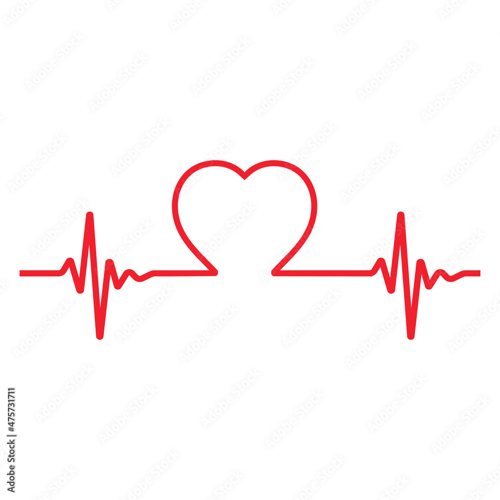 Heart shaped pulse illustration on white background