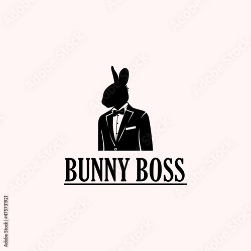 Rabbit Bunny Businessman silhouette with elegant gentleman tuxedo