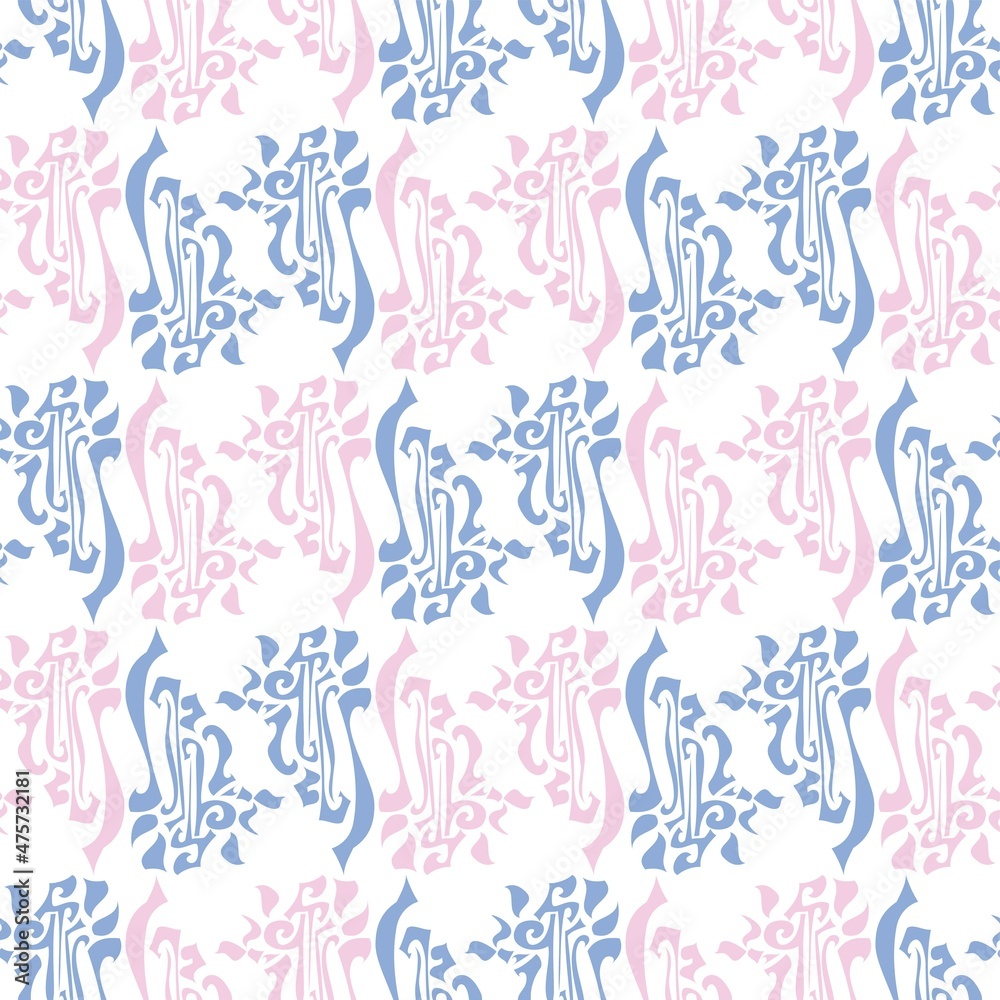 Ornate Vector Repeatable Backdrop Texture In Pale Pink And Blue