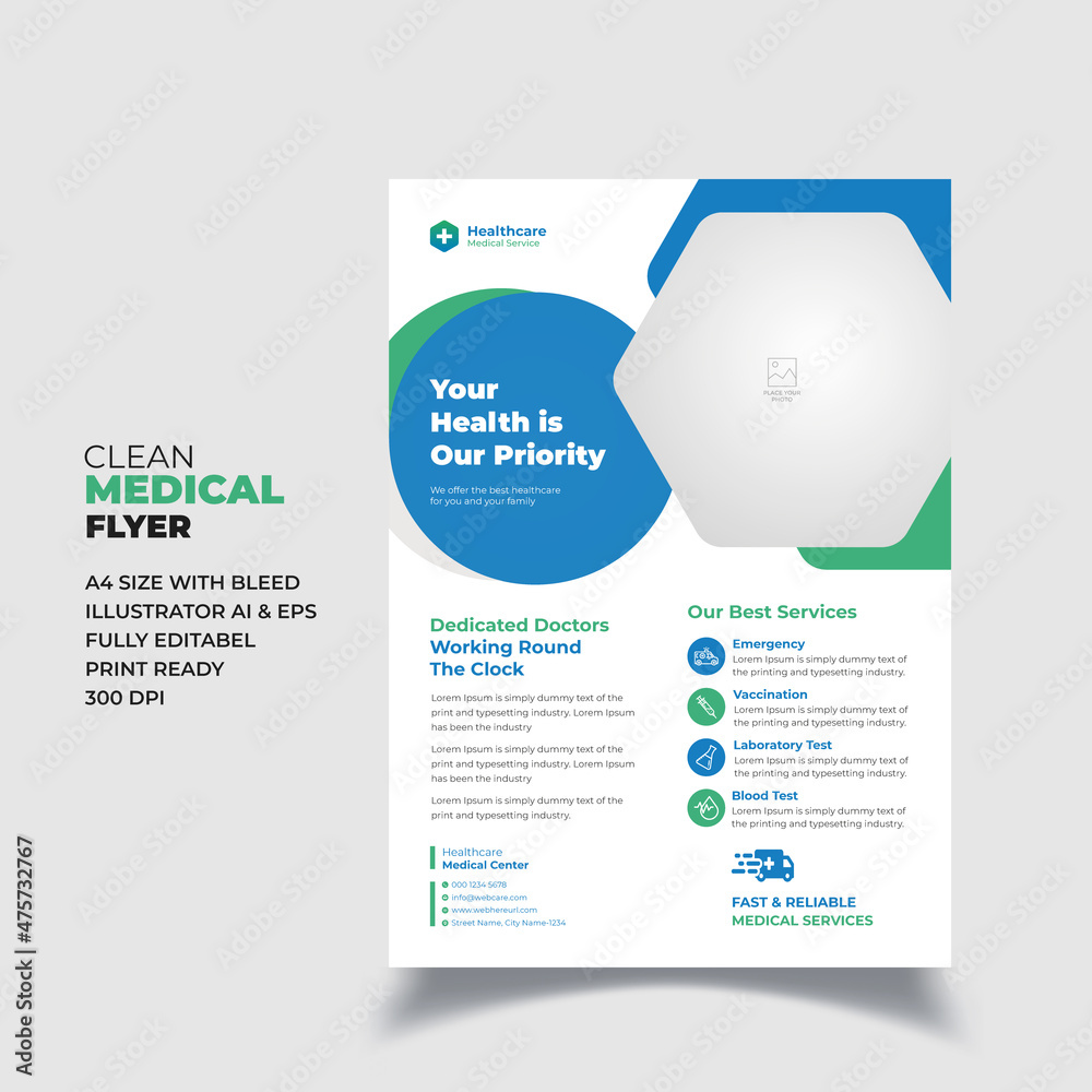 Obraz premium Healthcare Medical Flyer clean Healthcare Medical Flyer