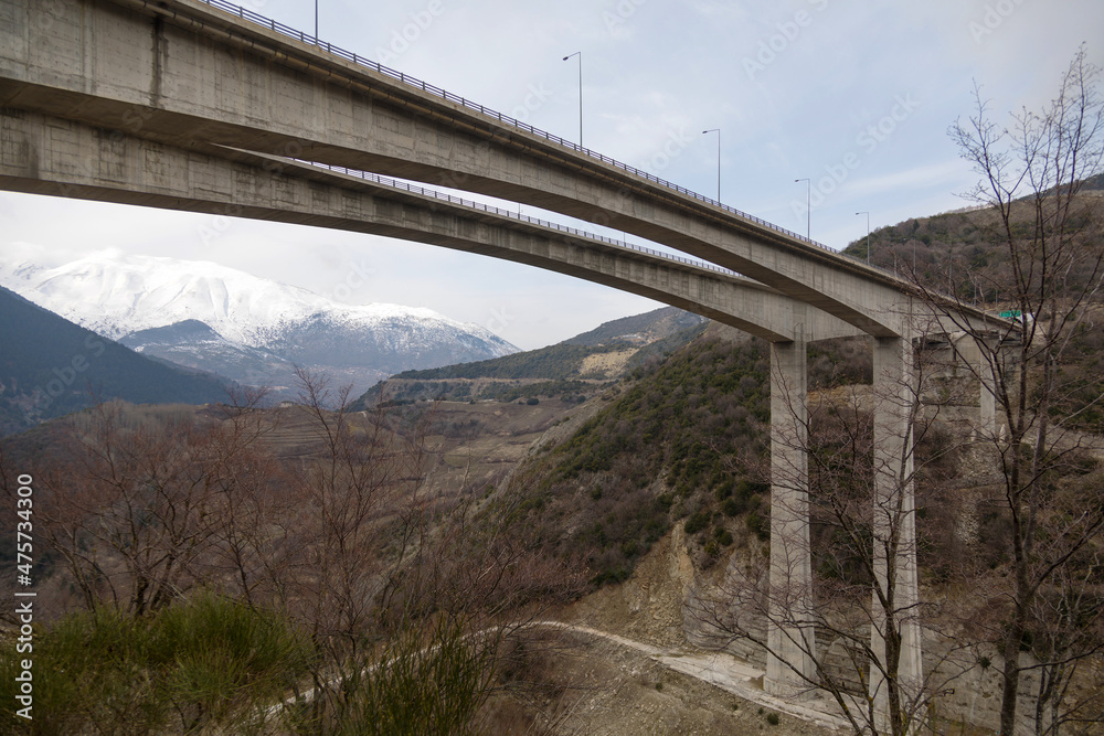 A twin bridge of Egnatia Motorway, westwards of Metsovo village in Greece