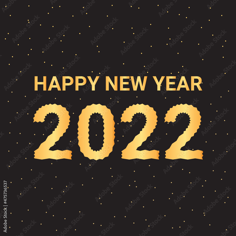 Happy New Year 2022, black background
