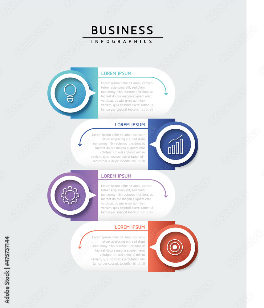 Vector illustration, infographics design, template, marketing, information, with 4 options or steps Vector illustration, infographics design, template, marketing, information, with 4 options or steps