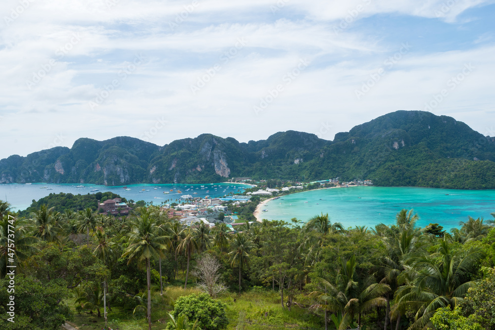 Phi Phi Islands, Thailand - beautiful view from this observatory in the main island at Phi Phi