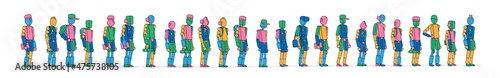 Collezione di personaggi composti da forme colorate