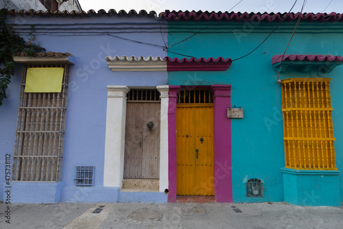 The characteristic colonial houses of the city of Cartagena, Colombia