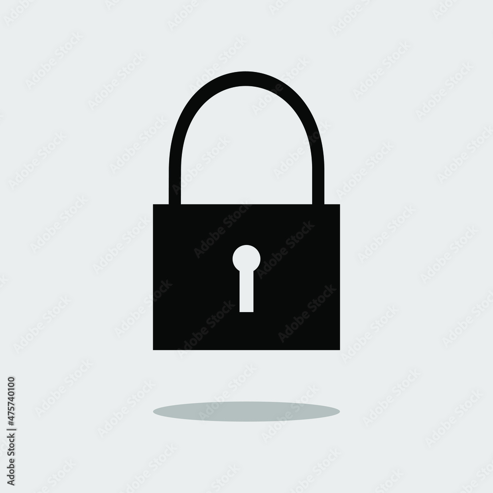 Master key icon. Lock icon. Padlock icon vector illustration on gray background Master key icon. Lock icon. Padlock icon vector illustration on gray background