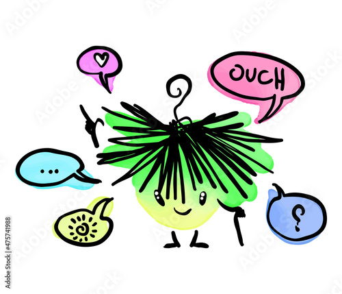 Brownie. Funny Forest or Home Spirit with Speach Balloons