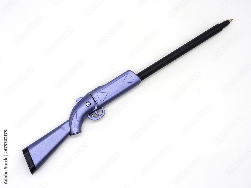 plastic toy gun ballpoint pen isolated on white plastic toy gun ballpoint pen isolated on white