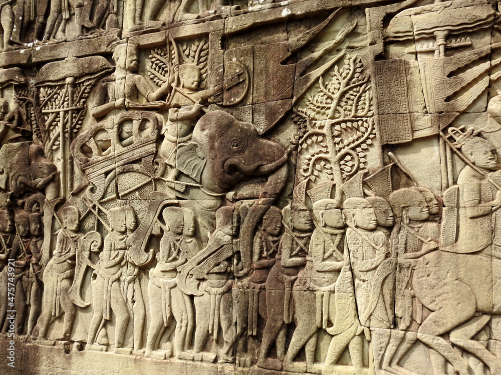 Bas-reliefs on the temple Ankgor wat, Cambodia        