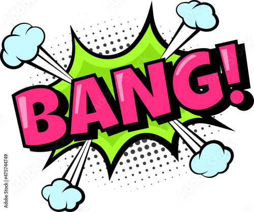 Bang speech bubble for comics magazine, pop art style. Illustration of boom and bang design cartoon, cloud funny retro vector