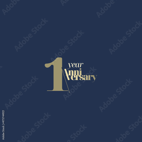 1 year anniversary logotype with modern minimalism style. Vector Template Design Illustration.