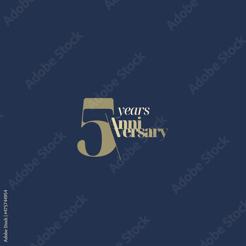 5 years anniversary logotype with modern minimalism style. Vector Template Design Illustration.