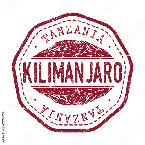 Mt Kilimanjaro, Tanzania Stamp Travel Illustration Vector. Postmark Seal Vintage Design Mark.