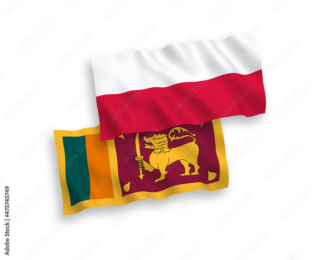 Flags of Sri Lanka and Poland on a white background