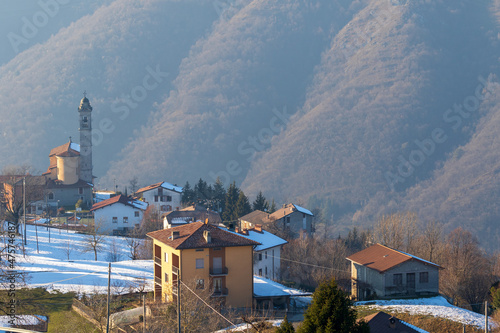 Somendenna, Zogno, Bergamo - Landscape view with Church