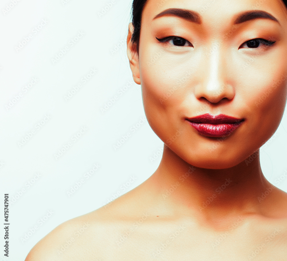 young pretty asian woman close up isolated on white background, spa womans day concept