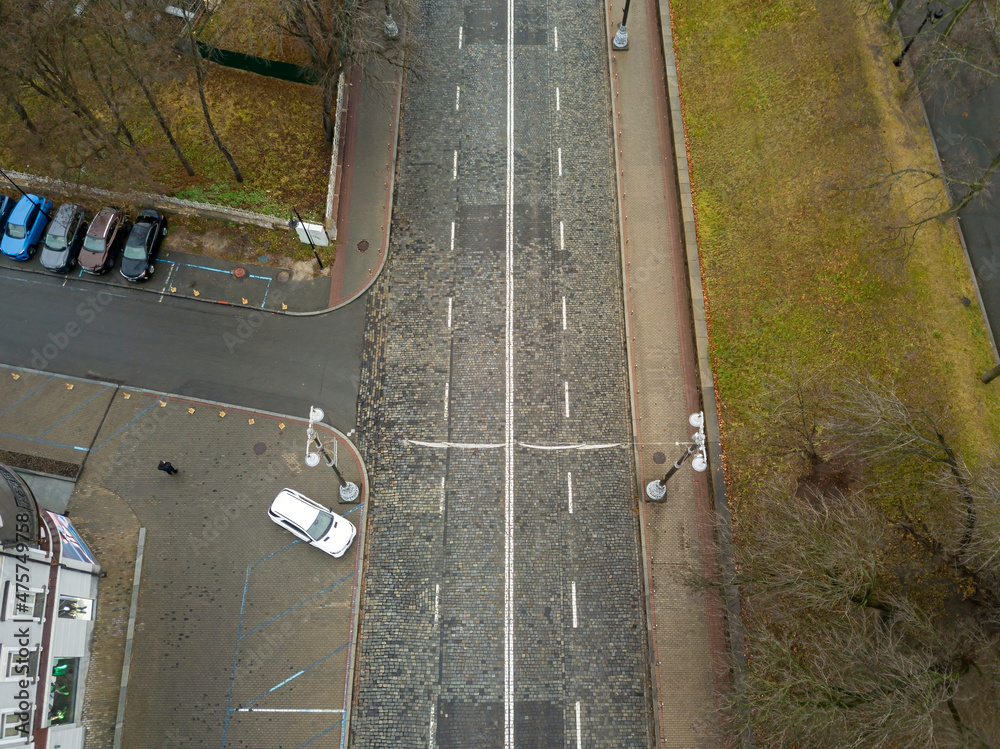 City street in Kiev in autumn. Aerial drone view. City street in Kiev in autumn. Aerial drone view.