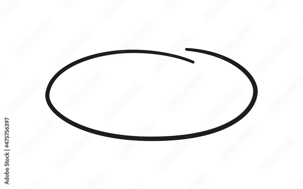 Hand drawn oval. Highlight circle frame. Ellipse in doodle style. Vector illustration isolated on white background. Hand drawn oval. Highlight circle frame. Ellipse in doodle style. Vector illustration isolated on white background.