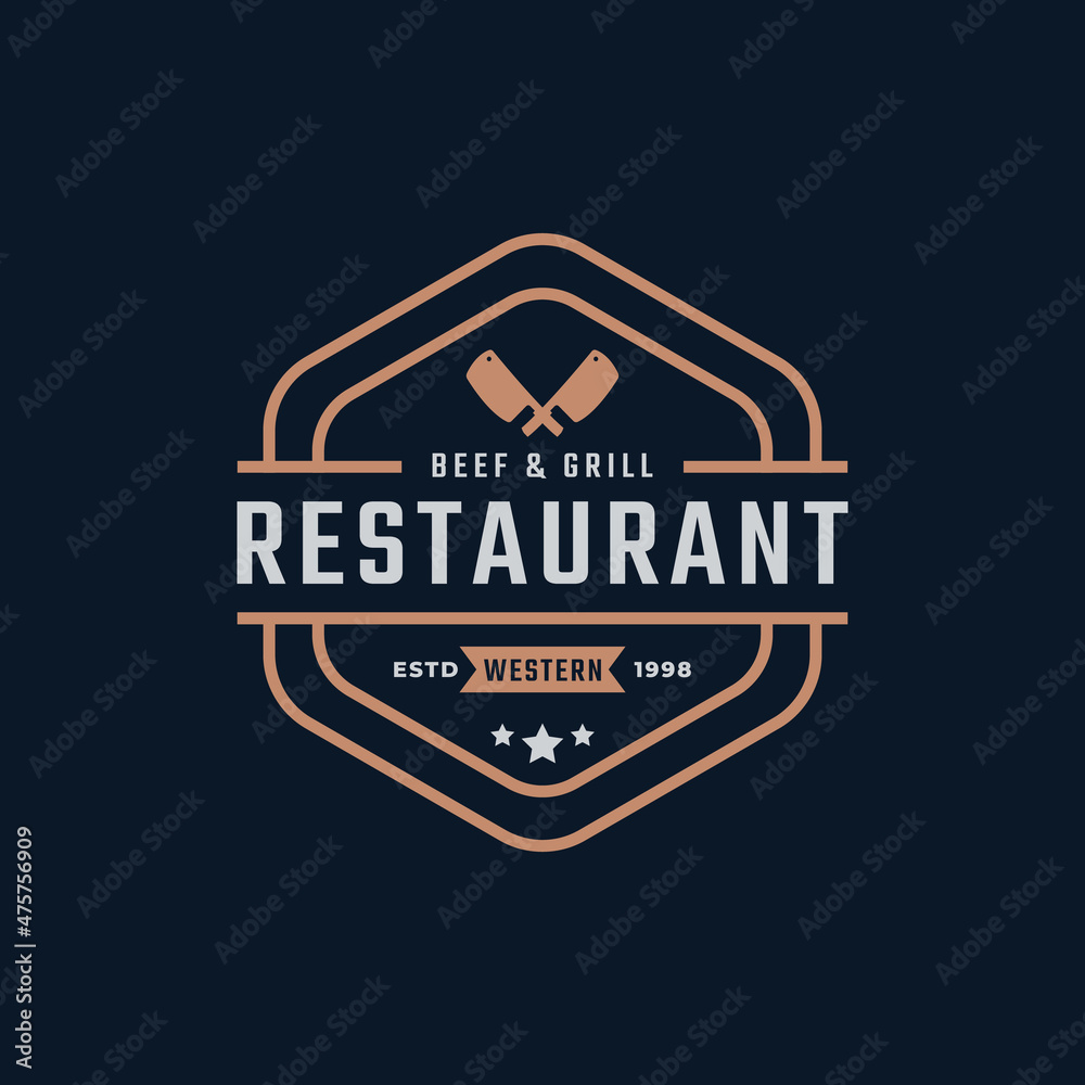 Classic Vintage Retro Label Badge for Restaurant and Cafe Logo Design Inspiration