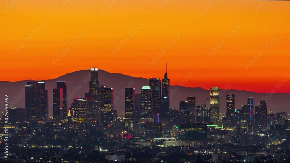 Amazing Sunrise Timelapse video of Los Angelese Skyline from West Hollywood