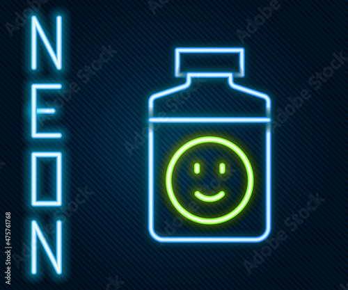 Glowing neon line Antidepressants icon isolated on black background. Colorful outline concept. Vector