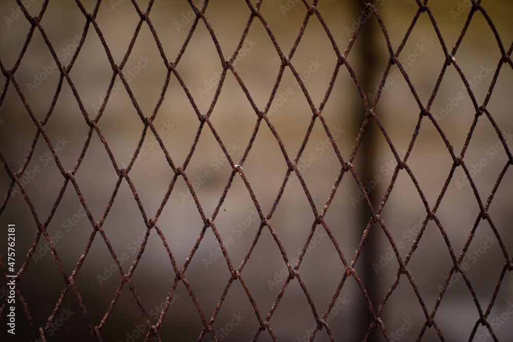 Fototapeta premium The background of the old mesh netting covered with rust.