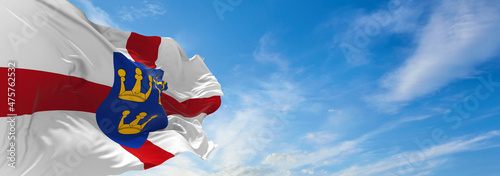Foto flag of East Anglia  at cloudy sky background on sunset, panoramic view