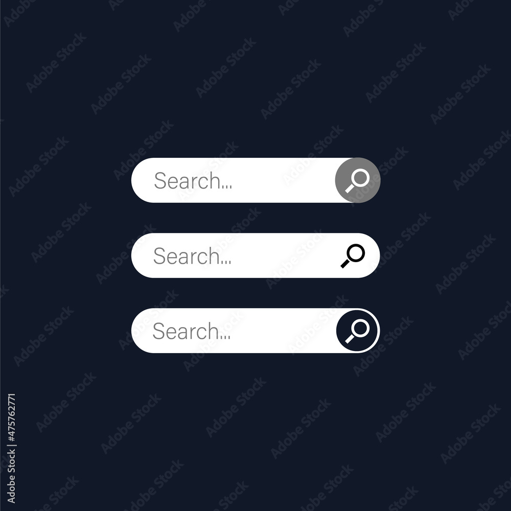 Search bar with icon and placeholder. HTML template element. User interface for the website and application. Vector illustration. Search bar with icon and placeholder. HTML template element. User interface for the website and application. Vector illustration.