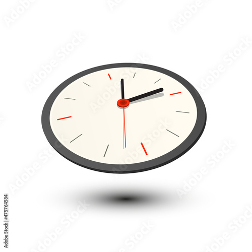Analog clock isolated - 3d vector illustration
