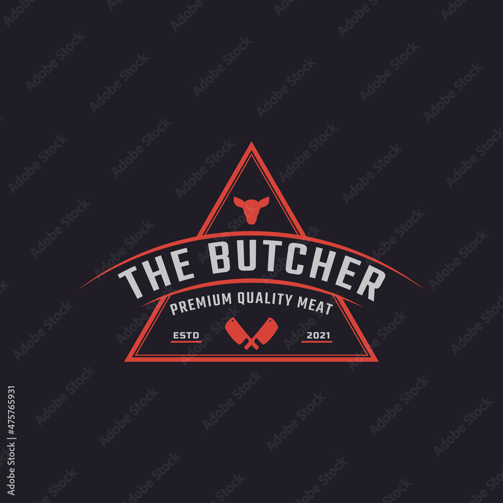 Classic Vintage Retro Label Badge for Butcher Shop with Crossed