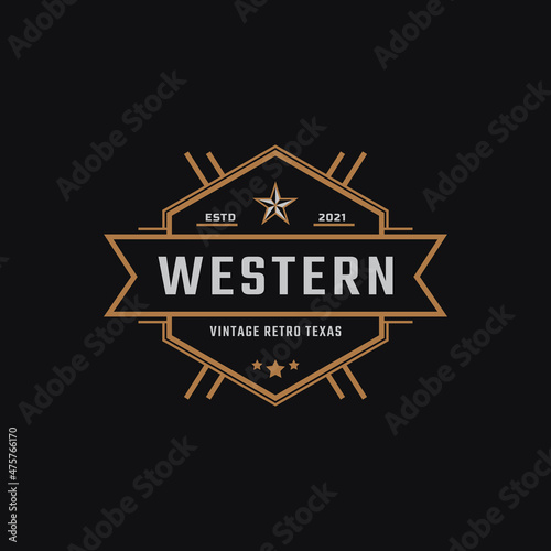 Classic Vintage Retro Label Badge for Western Country Texas Logo Design Inspiration