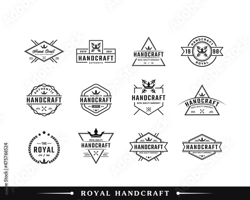 Set of Classic Vintage Retro Label for Royal Quality Handcraft Badges Logo Design Inspiration