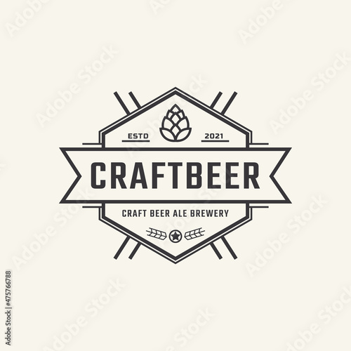 Classic Vintage Retro Label Badge for Hops Craft Beer Ale Brewery Logo Design Inspiration