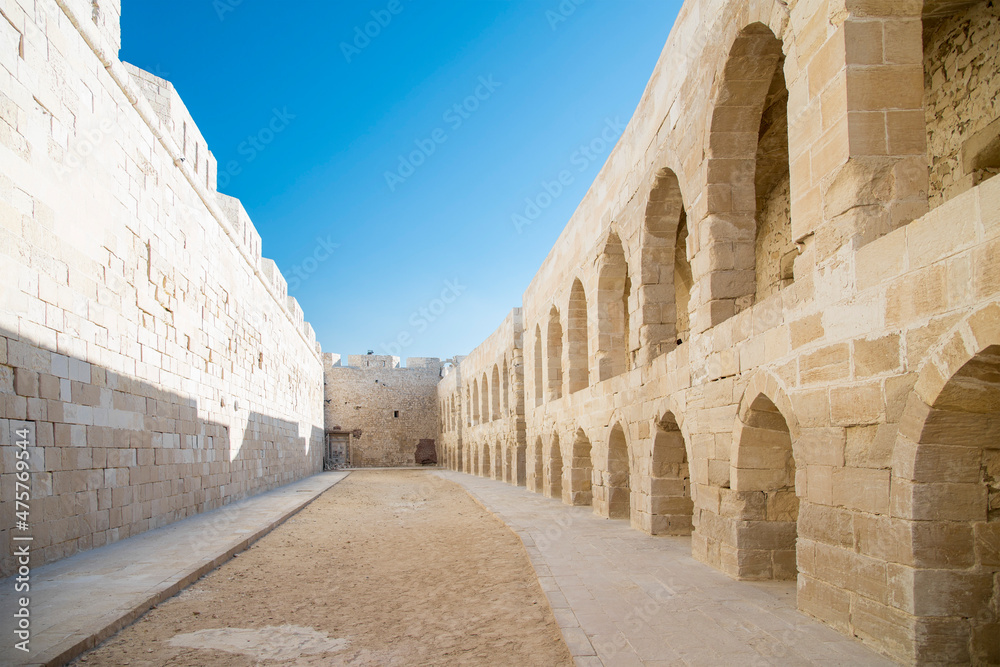 View of the interior of the Qaitbay citadel in Alexandria, Egypt