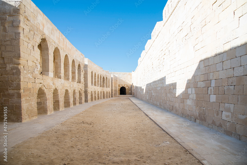 View of the interior of the Qaitbay citadel in Alexandria, Egypt