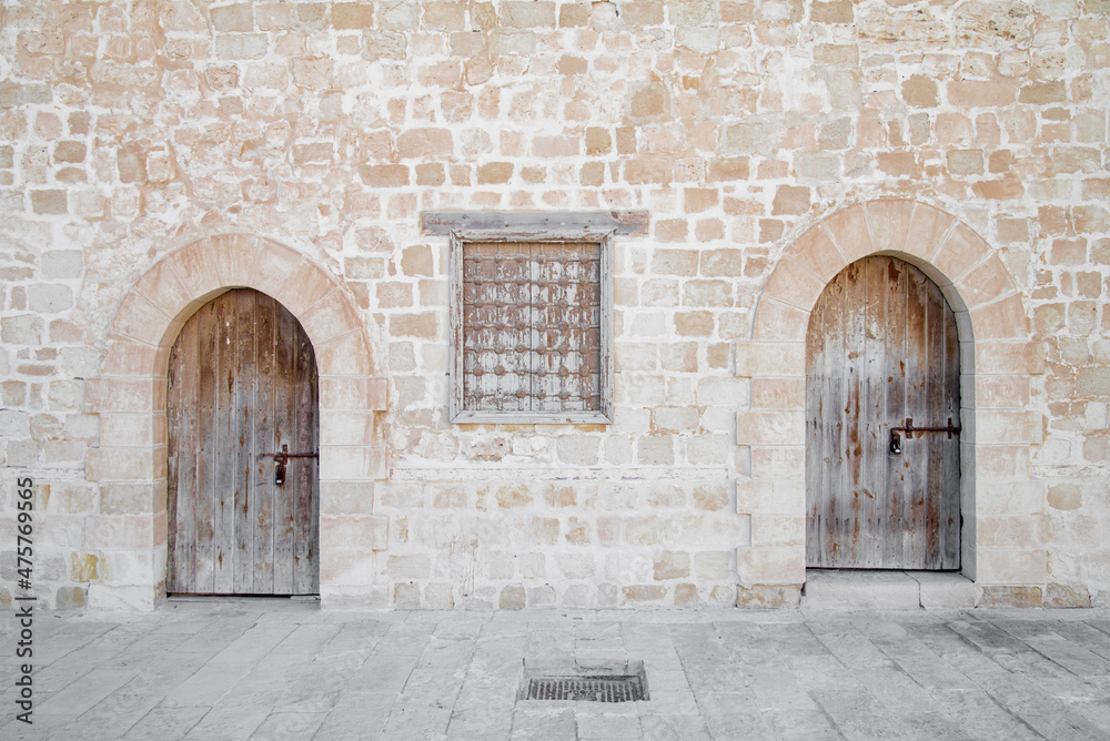 Fototapeta premium Ancient doors inside the Qaitbay citadel in Alexandria, Egypt