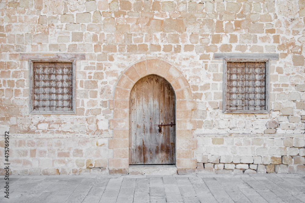 Ancient doors inside the Qaitbay citadel in Alexandria, Egypt