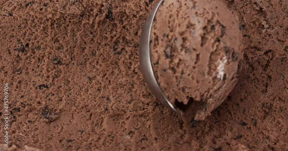 Close up, Scooping chocolate chip ice cream by the spoon. Texture of ice cream texture after scooping. Close up, Scooping chocolate chip ice cream by the spoon. Texture of ice cream texture after scooping.