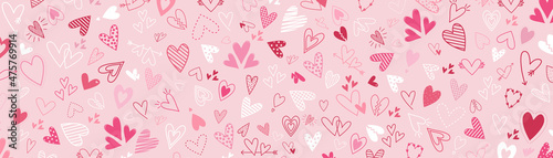 Heart love doodle background. Handwritten amour wallpaper template. Valentine celebration. Stock vector