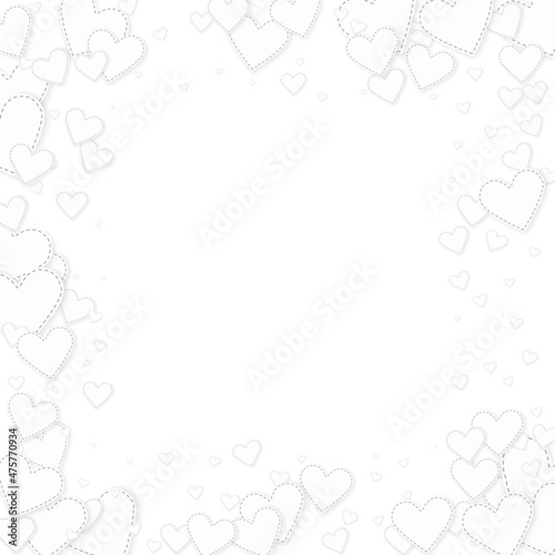 White heart love confettis. Valentine's day frame